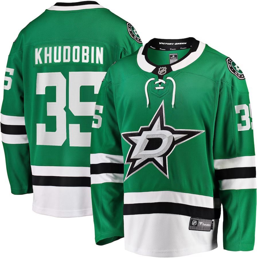 Men Dallas Stars #35 Anton Khudobin Fanatics Branded Kelly Green Breakaway Player NHL Jersey->dallas stars->NHL Jersey